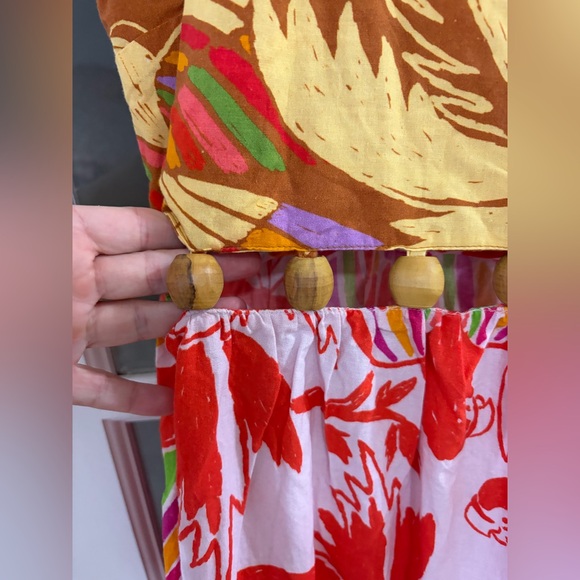 FARM RIO Embellished Cutout Printed Cotton-poplin Midi Dress - Size M - Picture 8 of 11